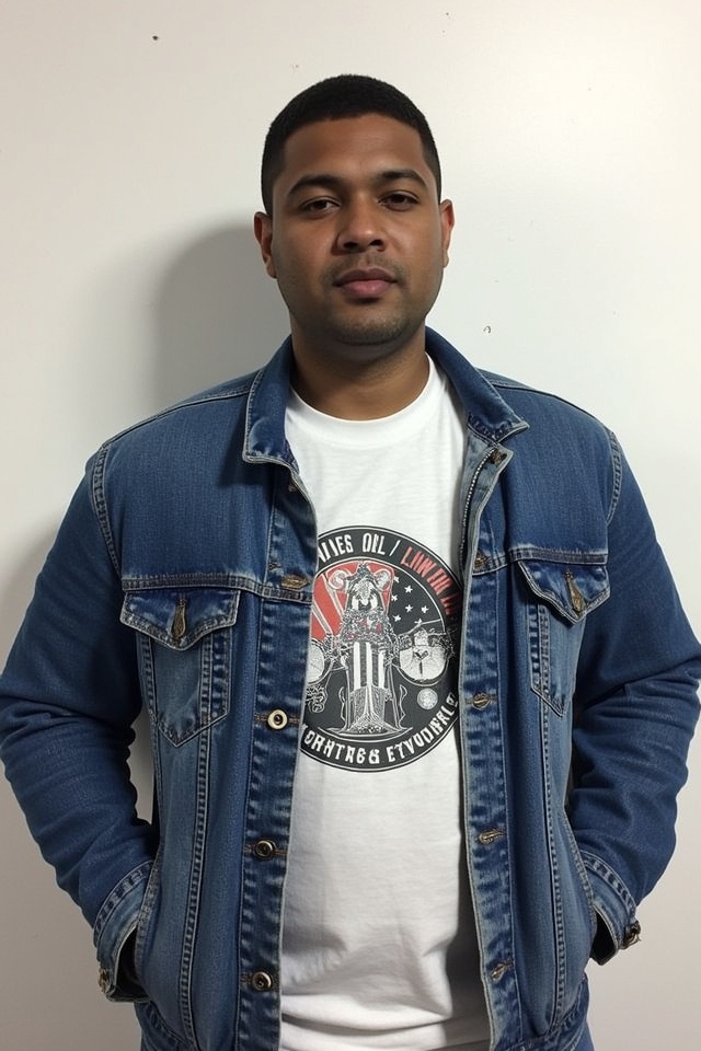 denim jacket graphic tee
