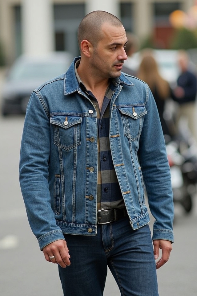 denim jacket layered style