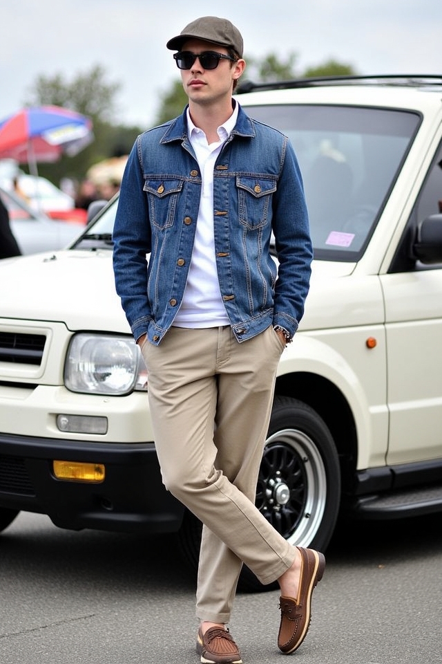 denim jacket with chinos
