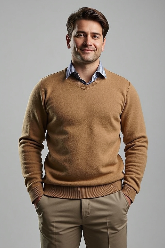 earth tone sweater dress ensemble