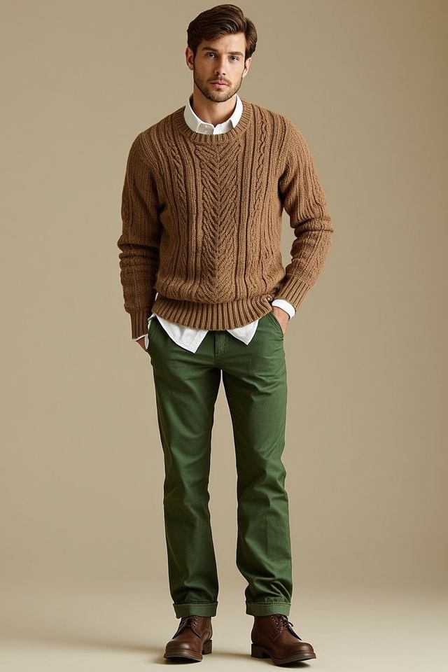 earthy brown sweater pairing