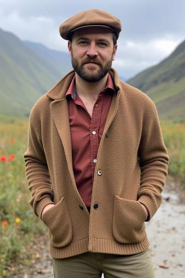 earthy tones cardigan ensemble