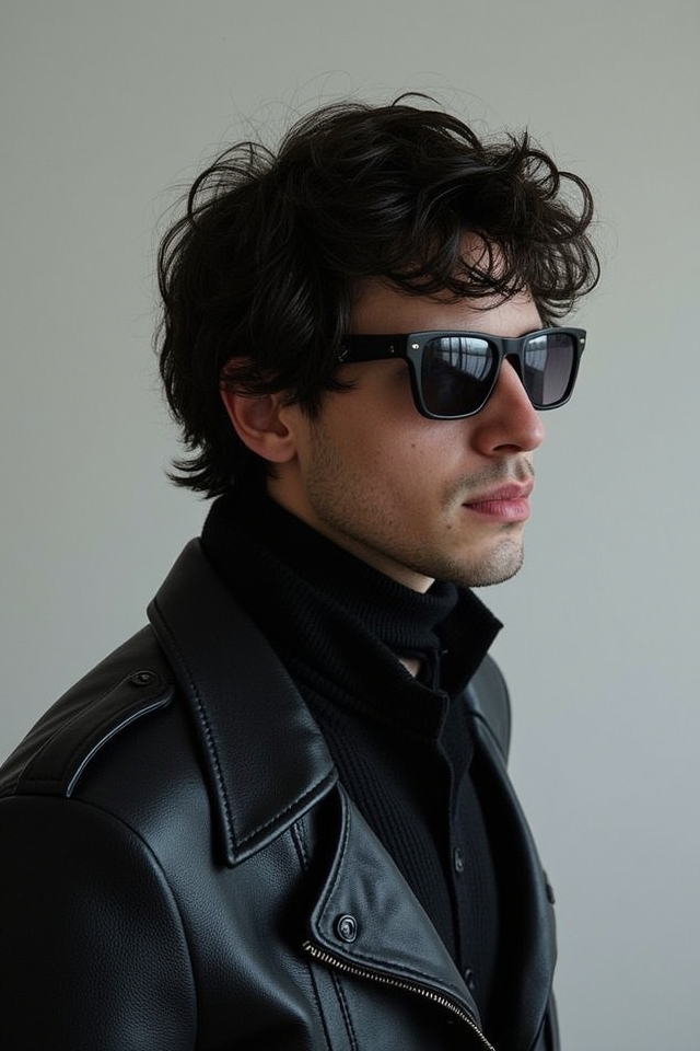 edgy all black leather ensemble