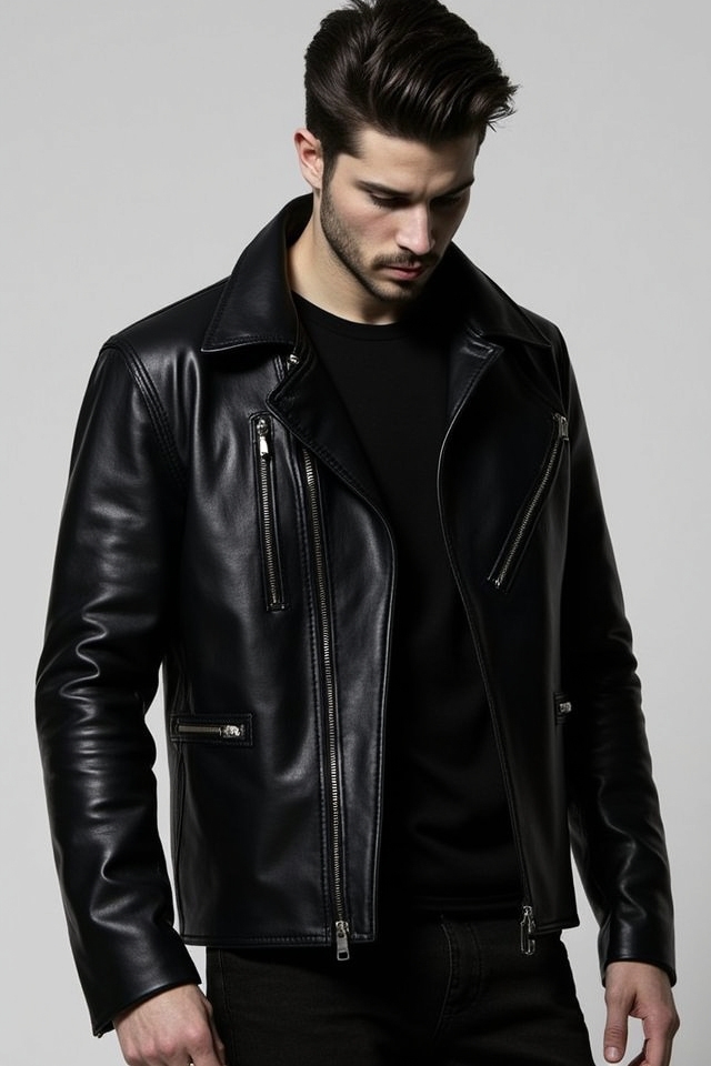 edgy black leather jorts