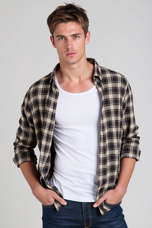 edgy plaid white tank