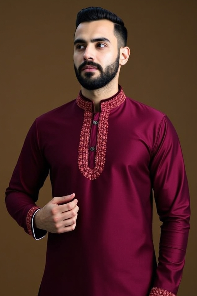 elegant burgundy velvet kurta