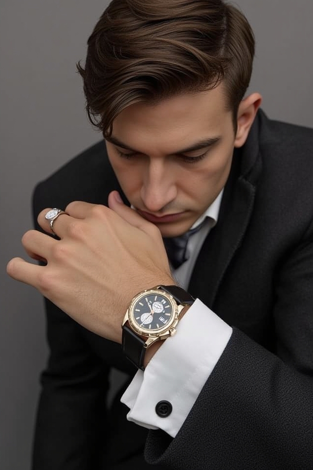 elegant cufflinks watch combo