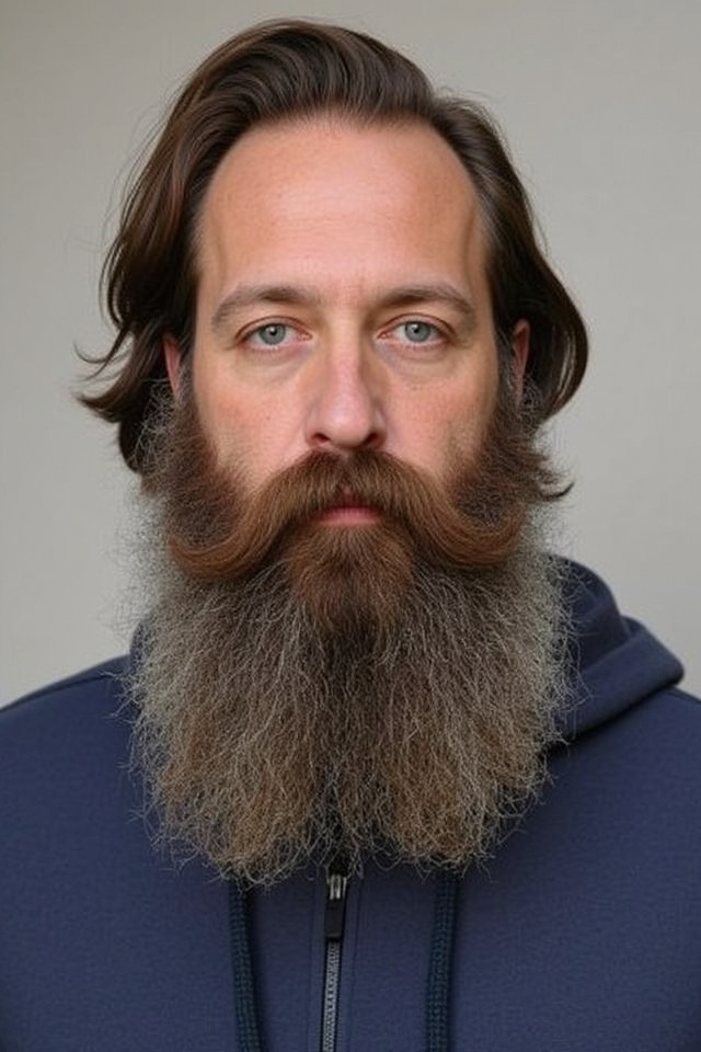 elegant full rounded beard