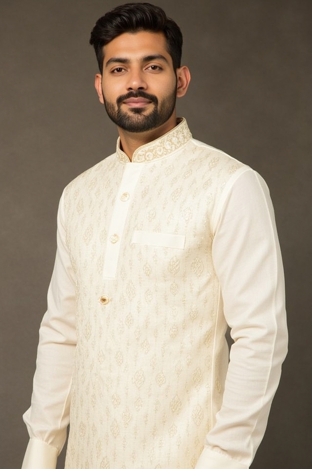 elegant ivory gold kurta