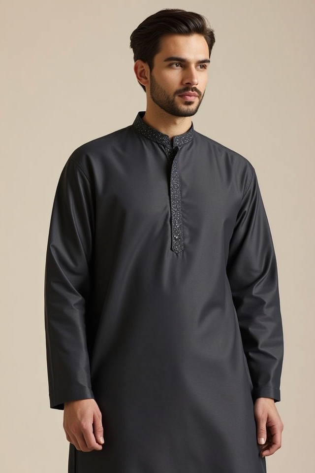 elegant modern charcoal kurta