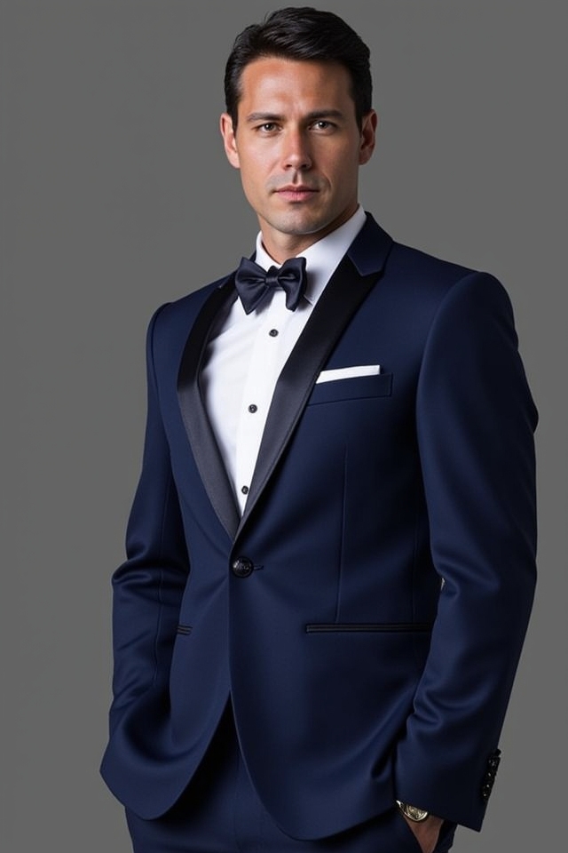 elegant navy blue tuxedo