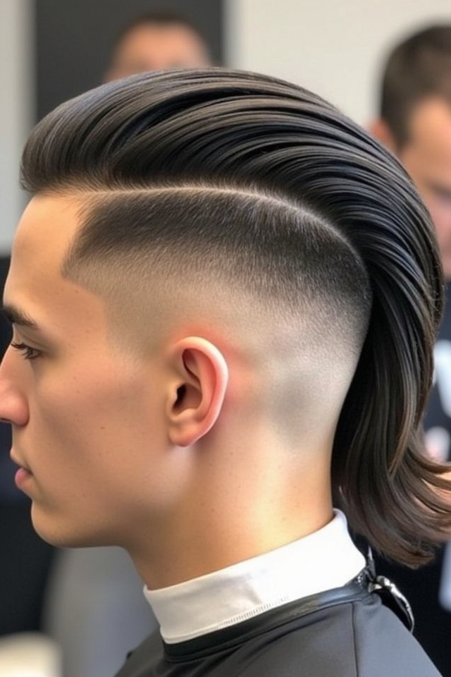 elegant slicked back mullet