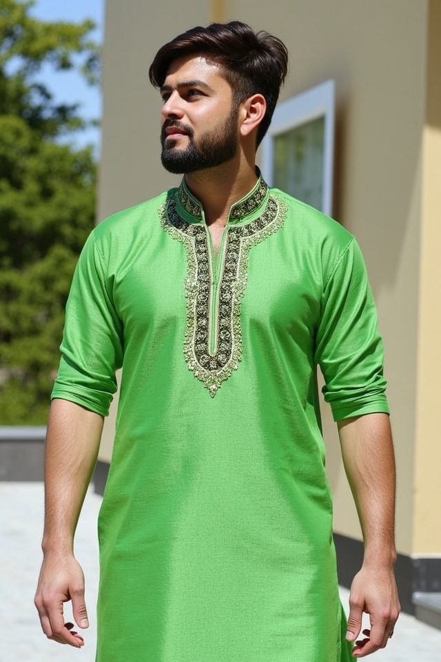ethnic green short kurta