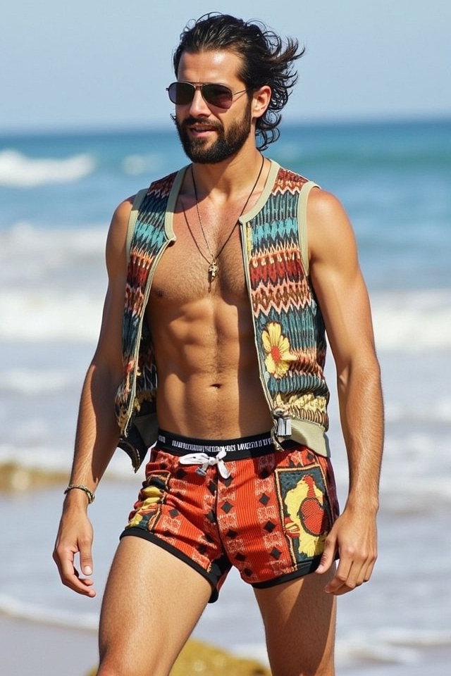 festival shorts bold vest