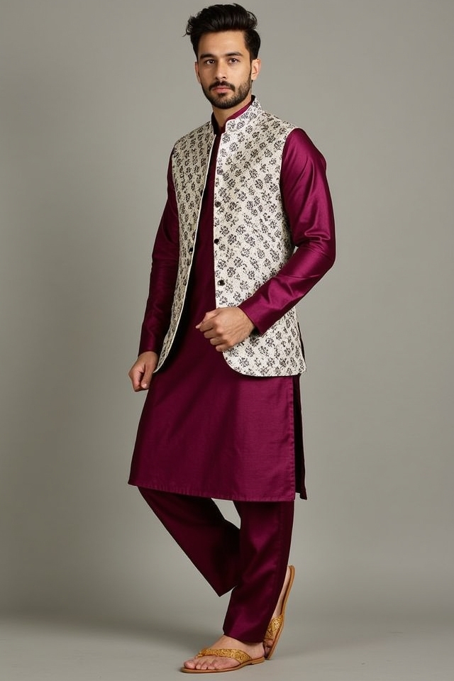 festive kurta printed jacket