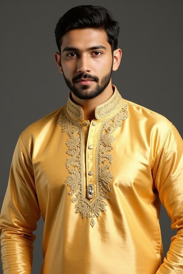 golden brocade regal kurta