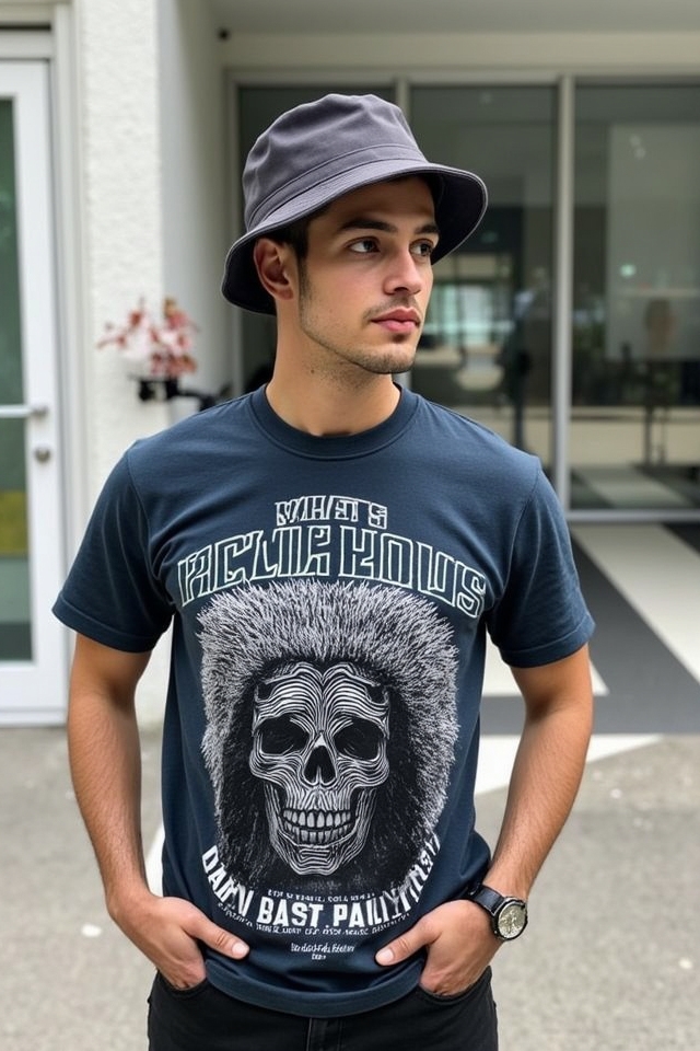graphic tee bucket hat