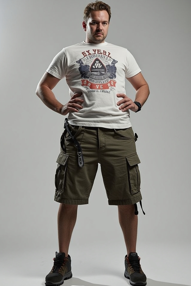 graphic tee cargo shorts