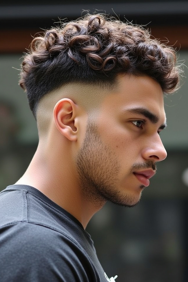 high fade with curls