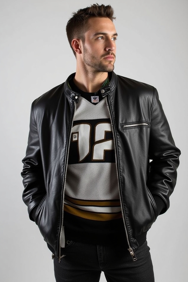 jersey under leather jacket