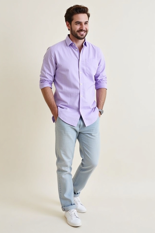 lavender shirt casual day