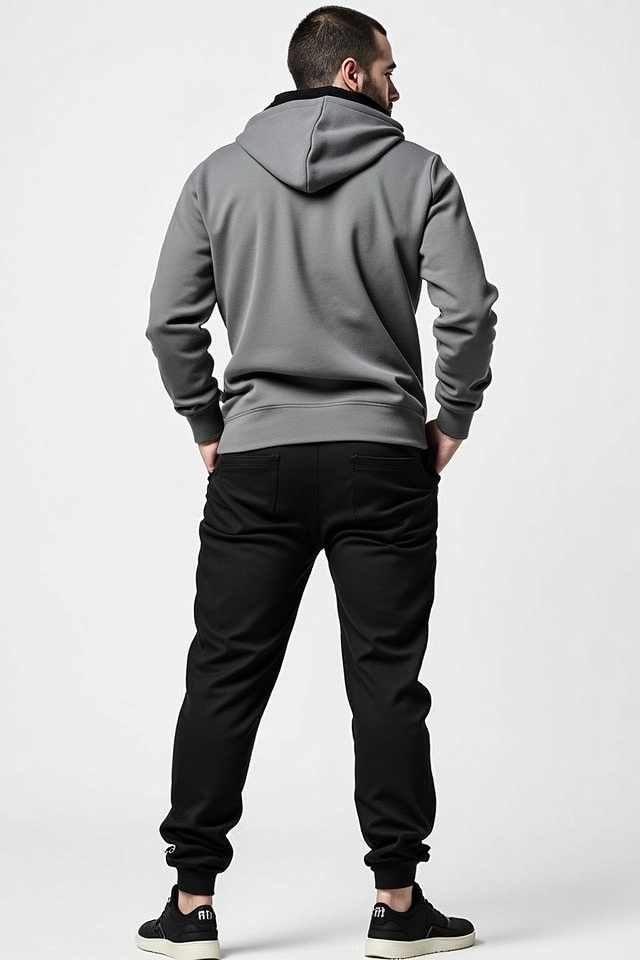 layered hoodie slim joggers