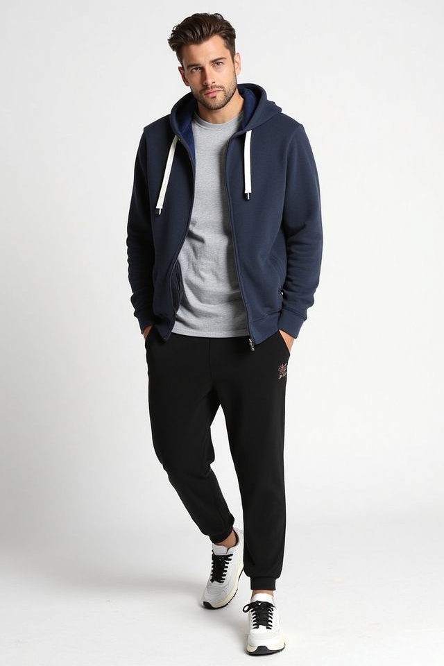 layered hoodie with joggers