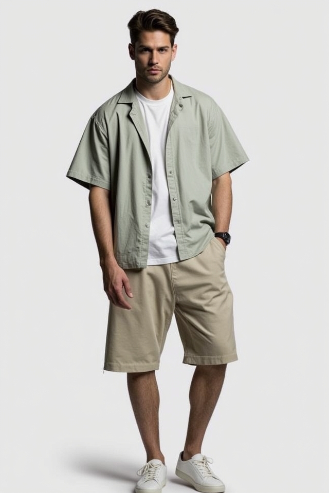 layered longline shirt shorts