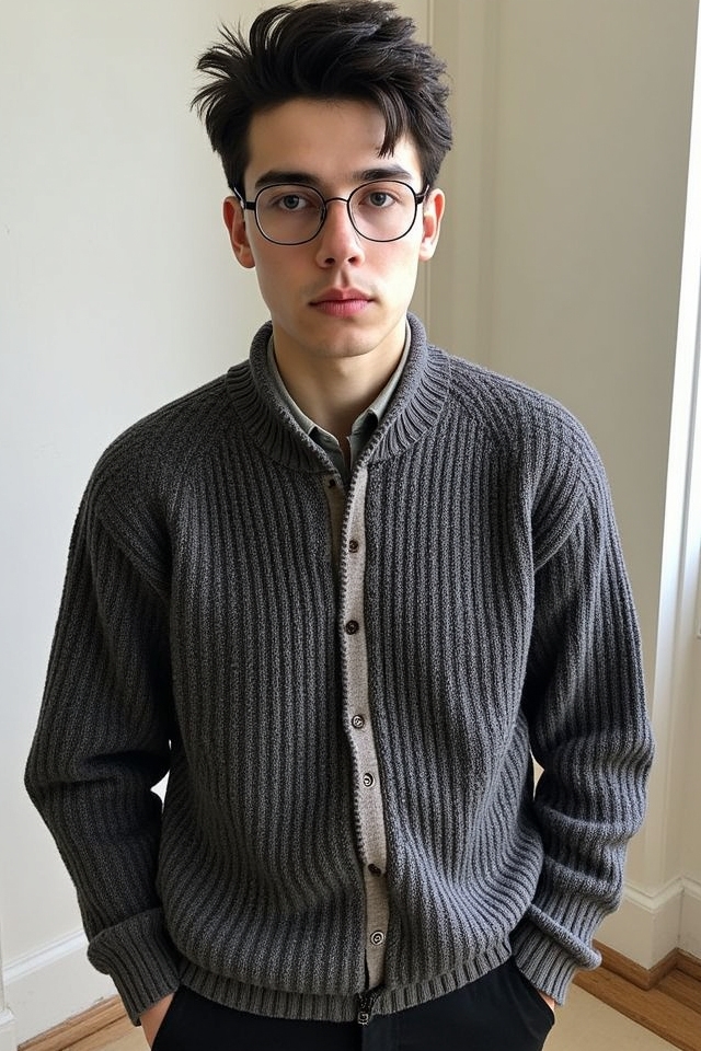 layered sweater vest ensemble