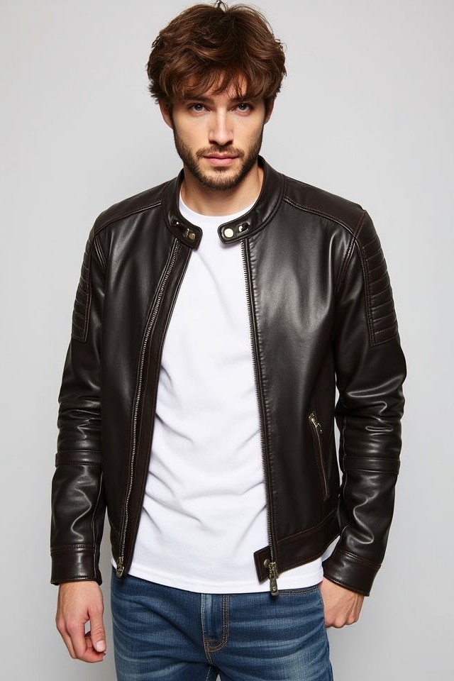 leather jacket white t shirt