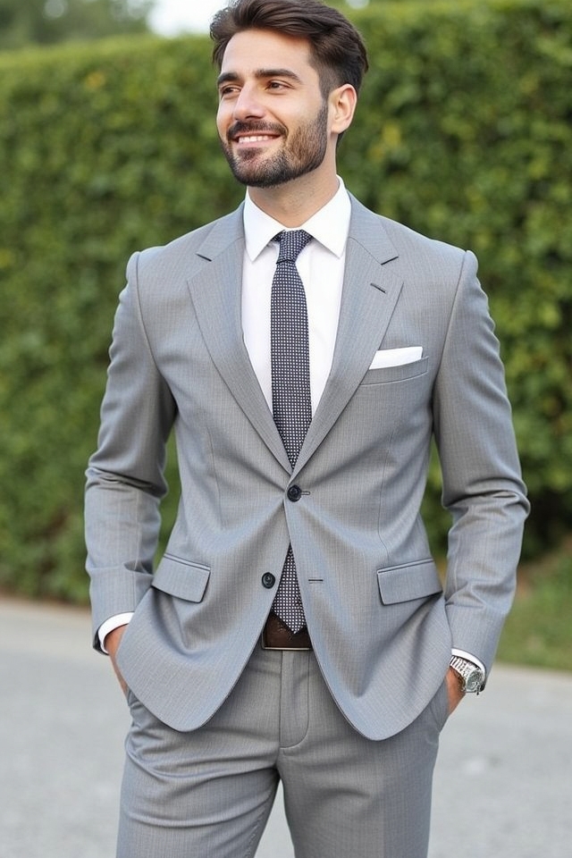 light gray summer ensemble