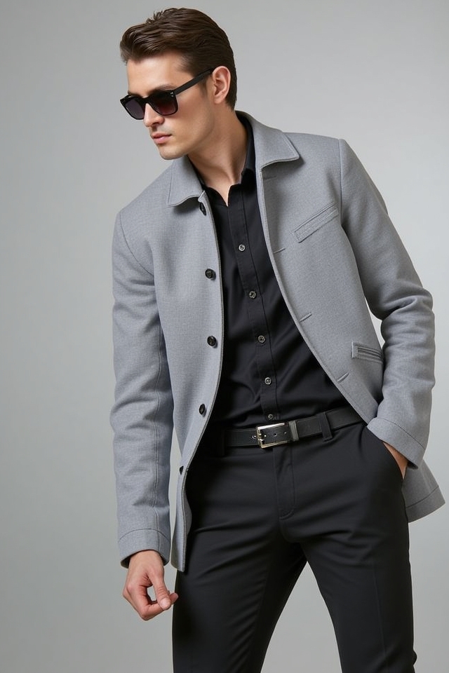 light grey jacket ensemble