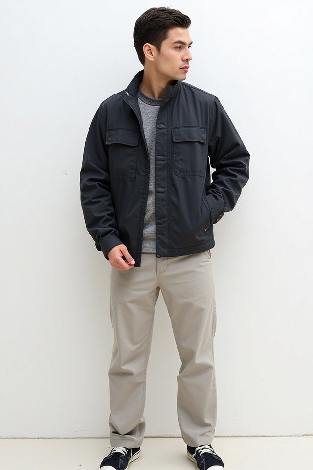 lightweight jacket and chinos