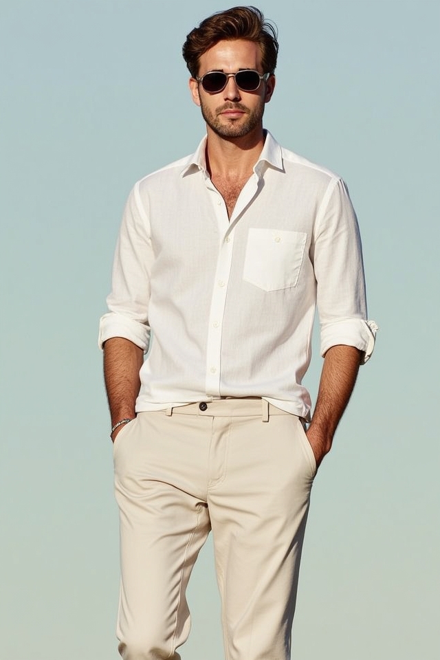 linen shirt with chinos