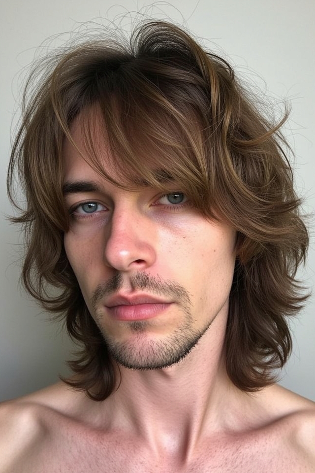 long wavy mullet bangs