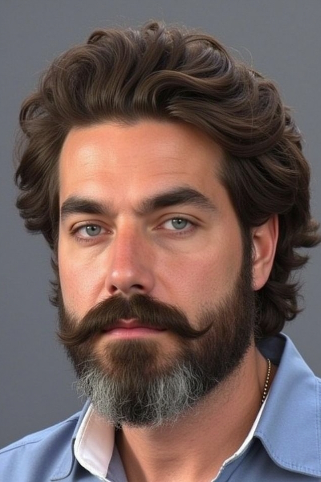 majestic curled mustache beard