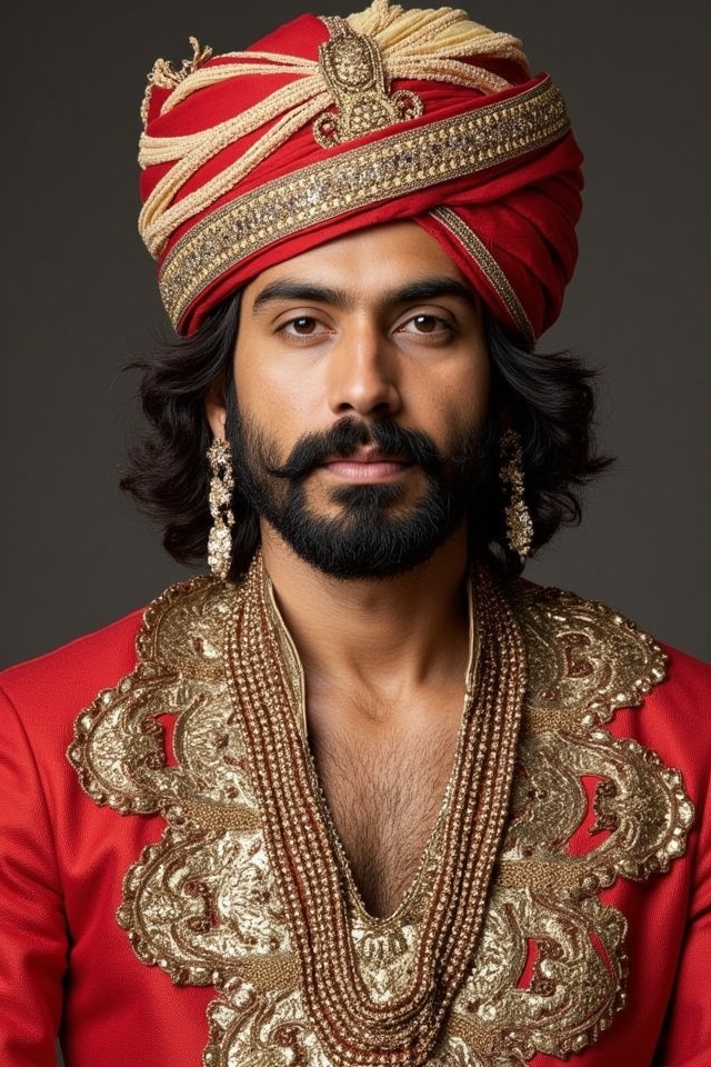 majestic turban embroidered kurta