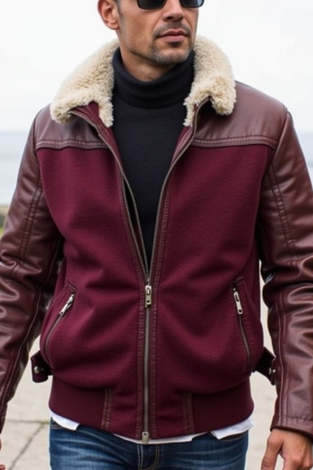 maroon jacket for cool weather