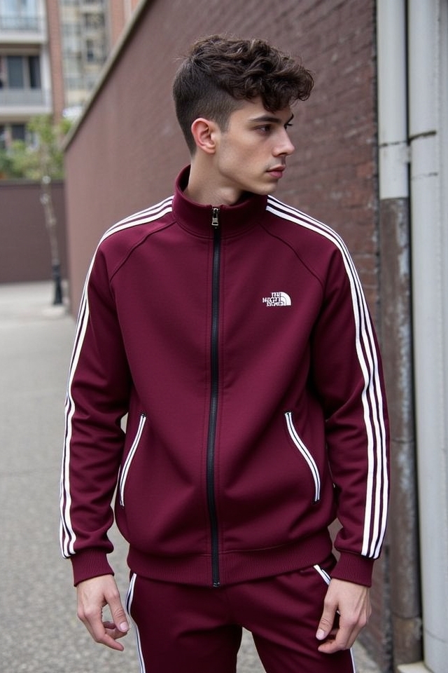 maroon tracksuit athleisure appeal