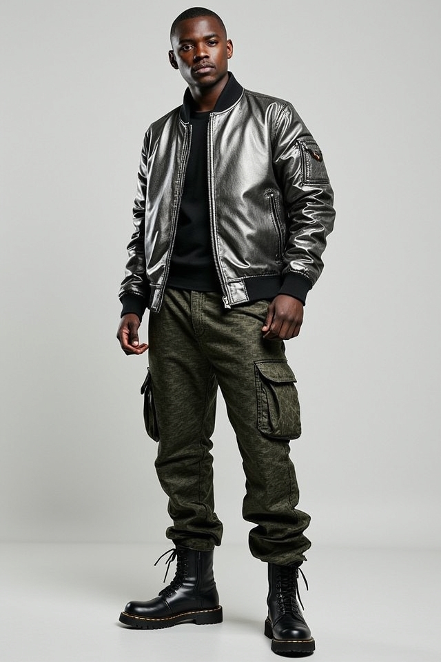 metallic bomber cargo outfit