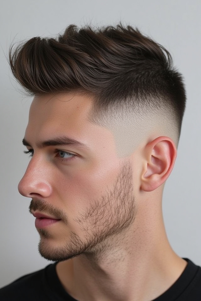 mid taper fade pompadour
