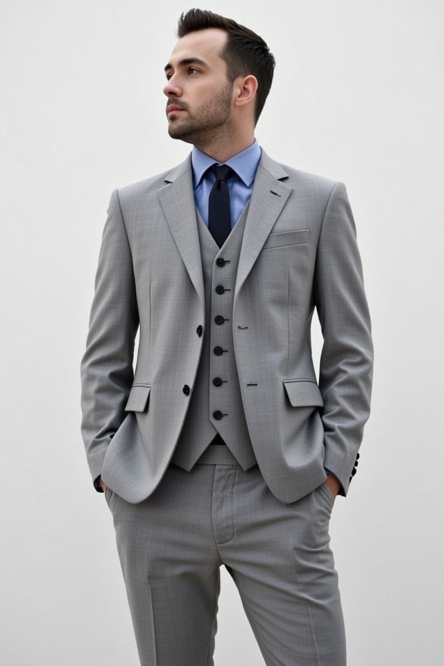 minimalist grey blazer ensemble