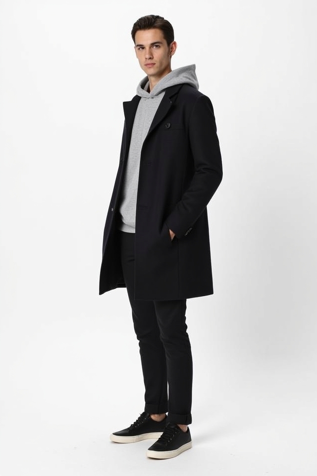 minimalist hoodie overcoat blend