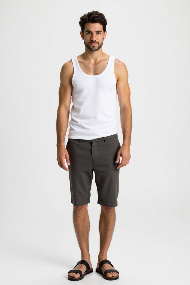 minimalist jorts tank sandals
