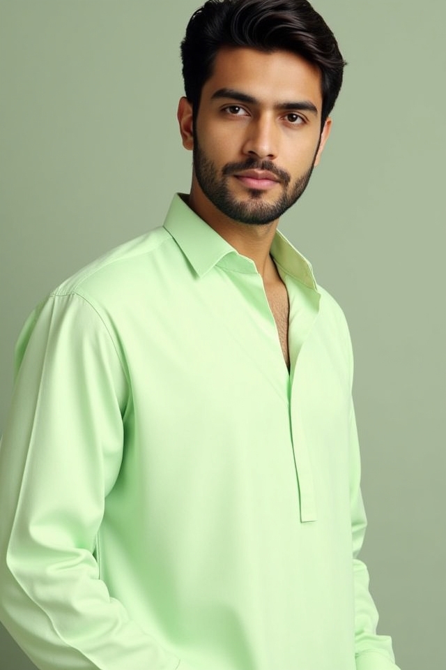 minimalist pastel green kurta