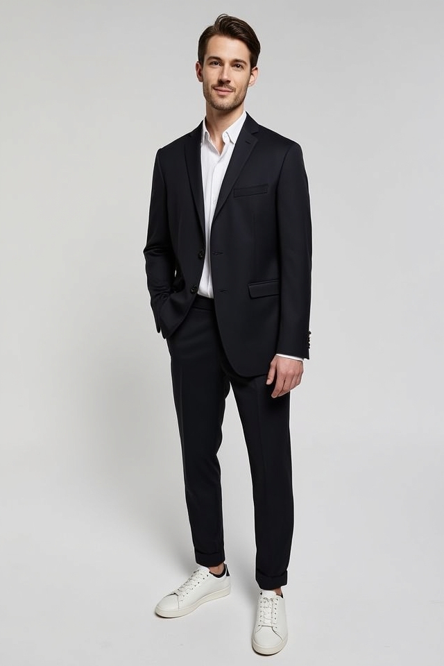 minimalist white sneakers pairing