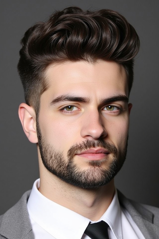 modern swept back pompadour