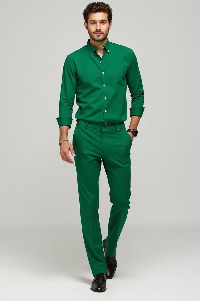 monochrome green shades ensemble