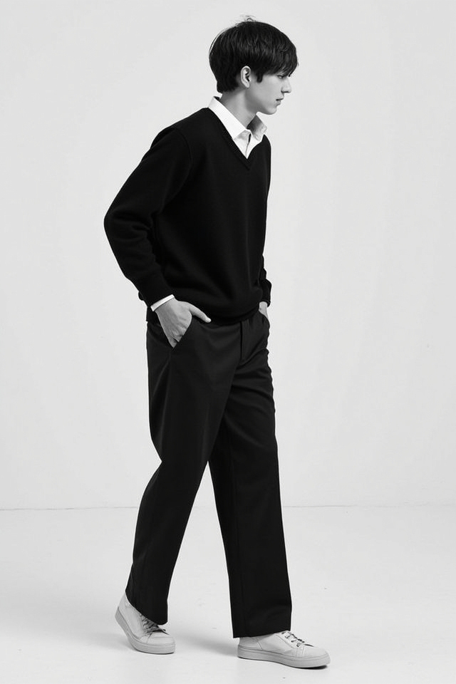 monochrome neutral sweater set