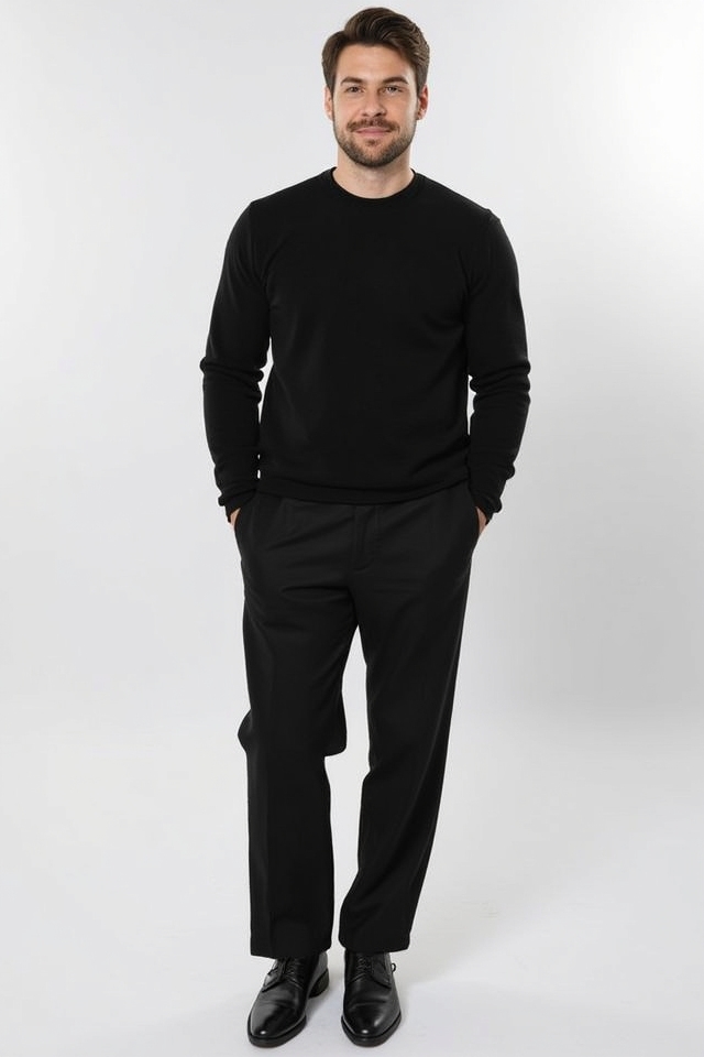 monochrome sweater trouser combo